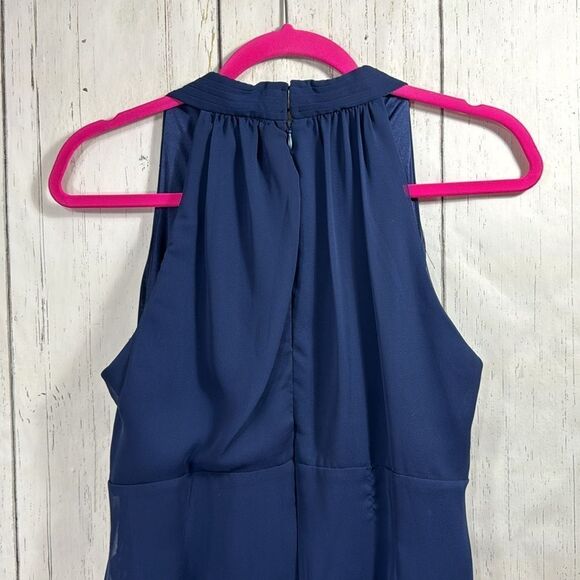 Coldwater Creek Babydoll Sleeveless Vintage V Neck Draped Embellished Blue Top - Picture 13 of 16